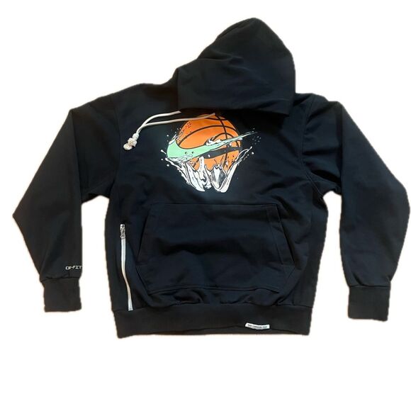 Nike Dri-FIT Standard Issue Pullover Basketball Hoodie Black Lime Blast Medium - Picture 1 of 9